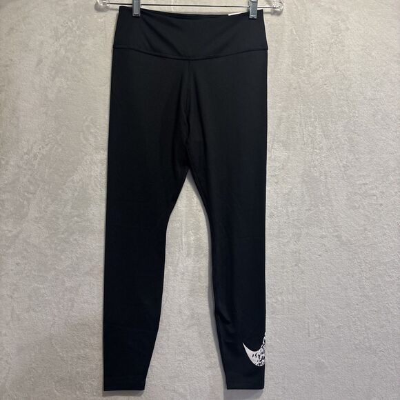 Nike One Swoosh Dri-Fit 7/8 Mid Rise Leggings Women's Medium Activewear Black - Picture 1 of 13